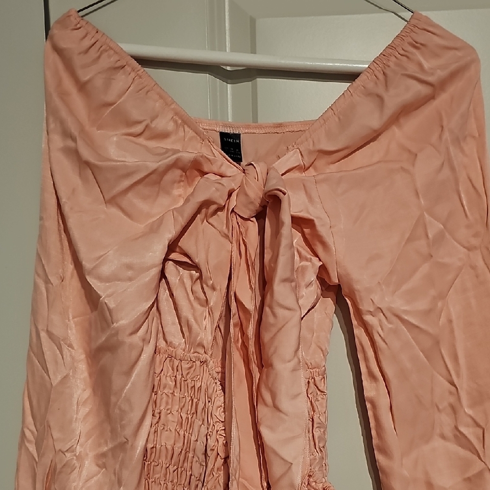 Pink Off-Shoulder Ruffle Dress - Picture 2 of 4
